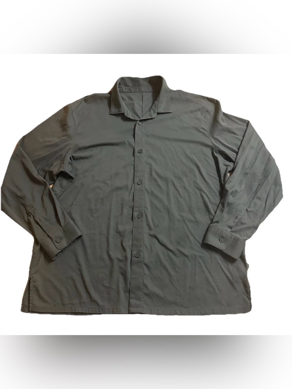 Lululemon Men’s Green Relaxed Modal Long Sleeve LM3FHBS Stretch Button Shirt XL